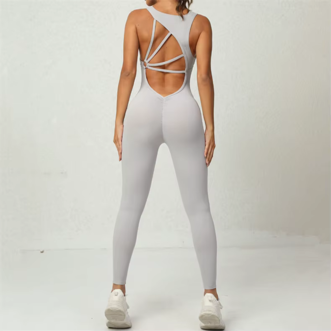 Mono deportivo clásico gris para mujer. ideal para yoga y ejercicio en el gimnasio