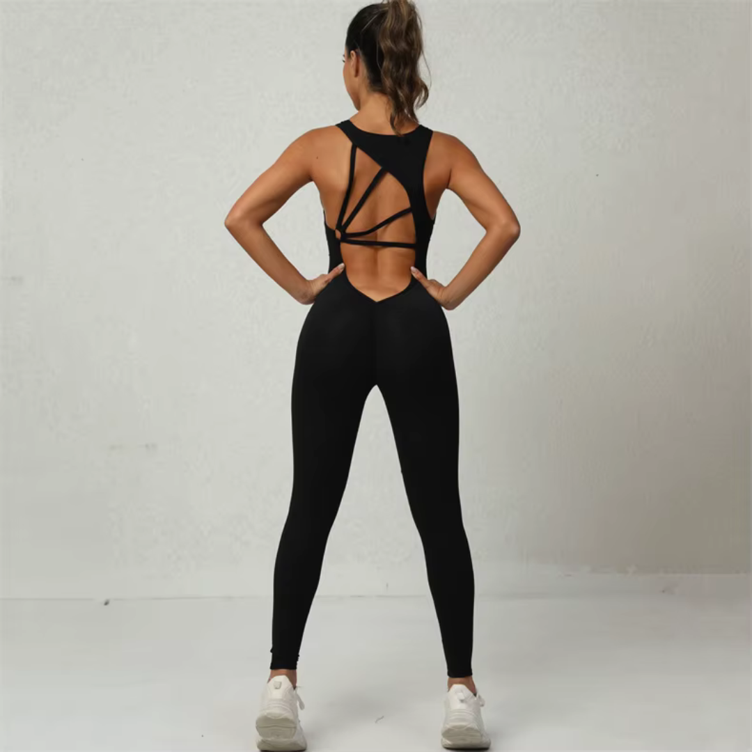 Mono deportivo clásico negro para mujer. ideal para yoga y ejercicio en el gimnasio